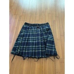 Dollskill Current Mood Plaid Green Blue Punk Goth Skirt Small